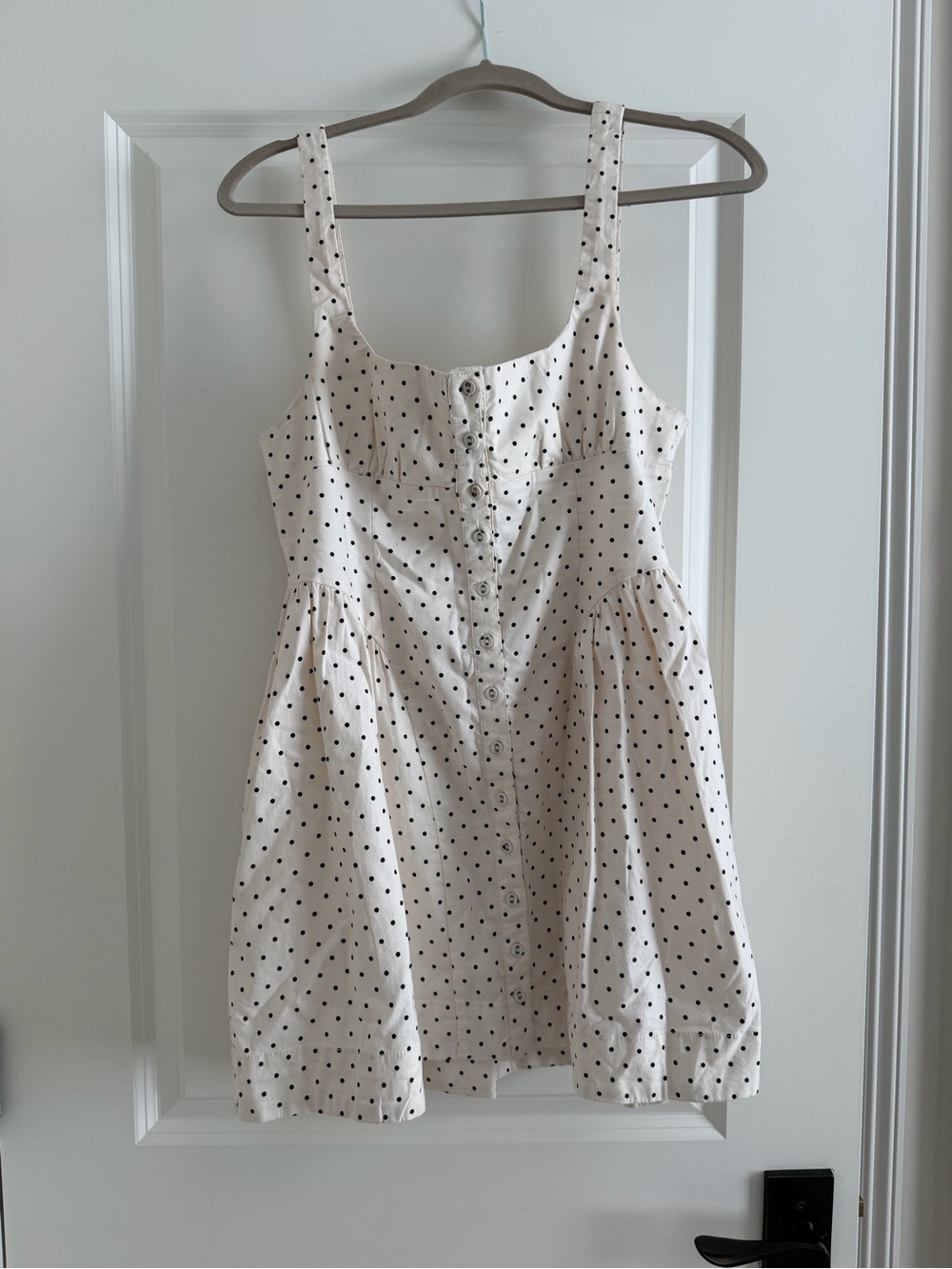 Free People Cream Mini Dress with Black Polka Dots